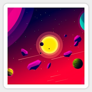 Colourful Space Illustration Sticker